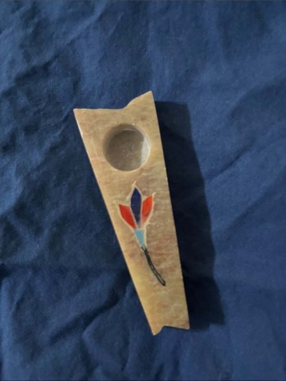 Handcrafted 3” Onyx Stone Piece with Colorful Inlay